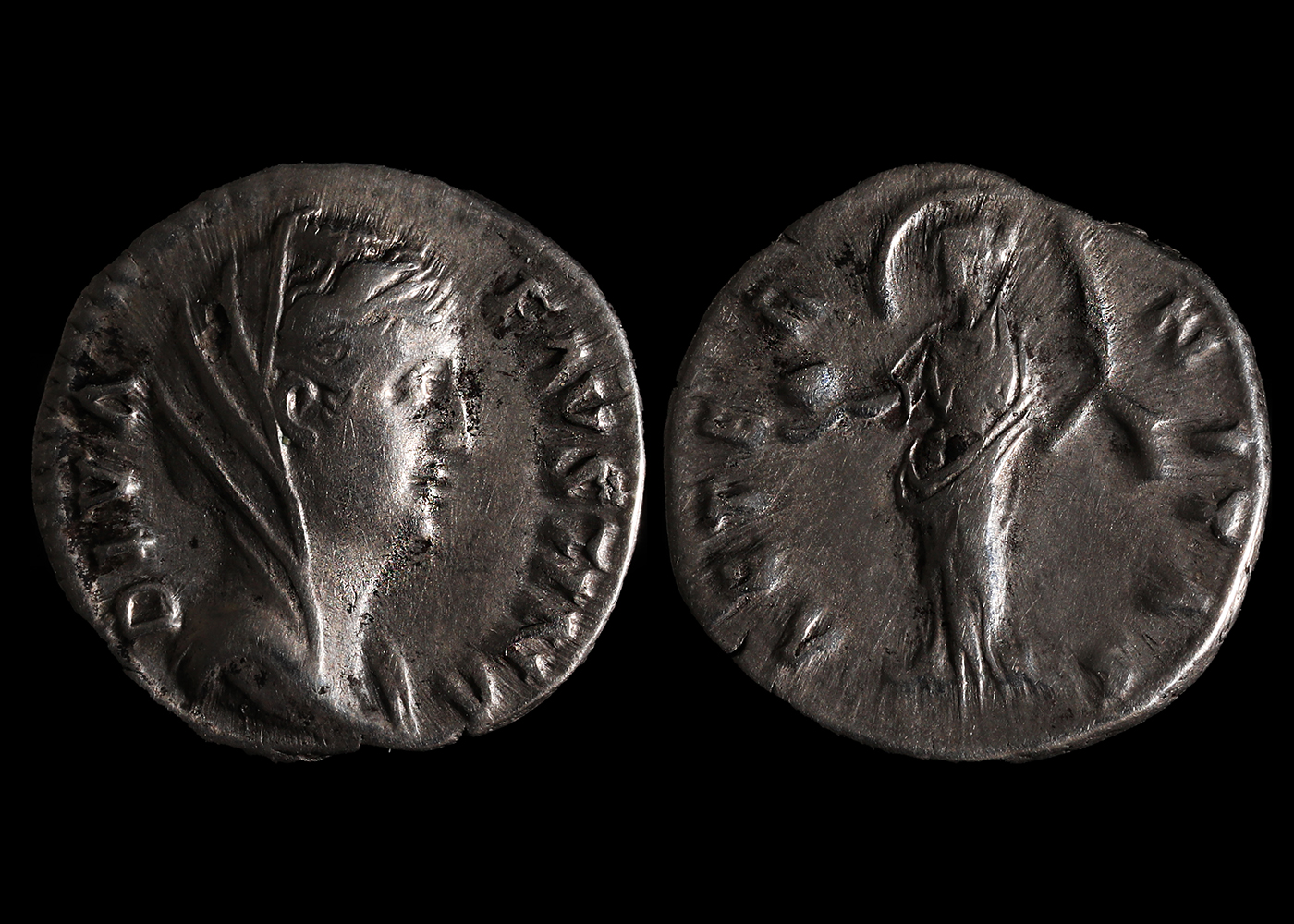 Diva faustina ar denarius 140 1 ad roman imperial coins