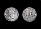 Ancient Coins - C. Maianius Ar Denarius, 153 BC