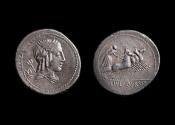 Ancient Coins - L. Julius Bursio Ar Denarius, 85 BC