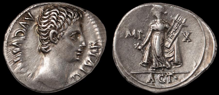 Augustus Ar. denarius (15 - 13 BC) – Actium victory | Roman Republican ...